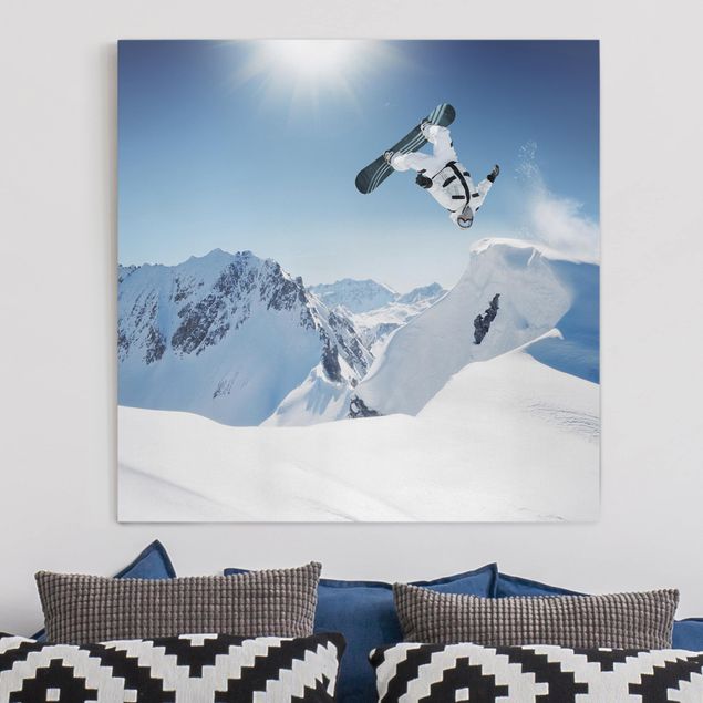 Wandbilder XXL Fliegender Snowboarder