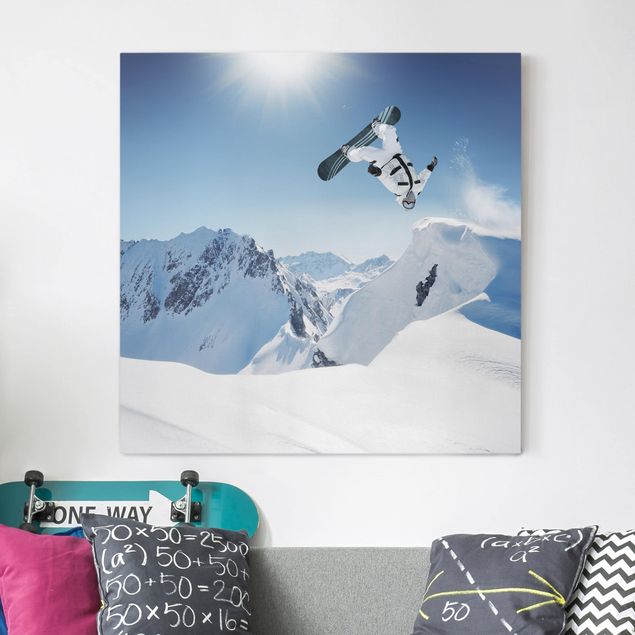 Wandbilder Fliegender Snowboarder