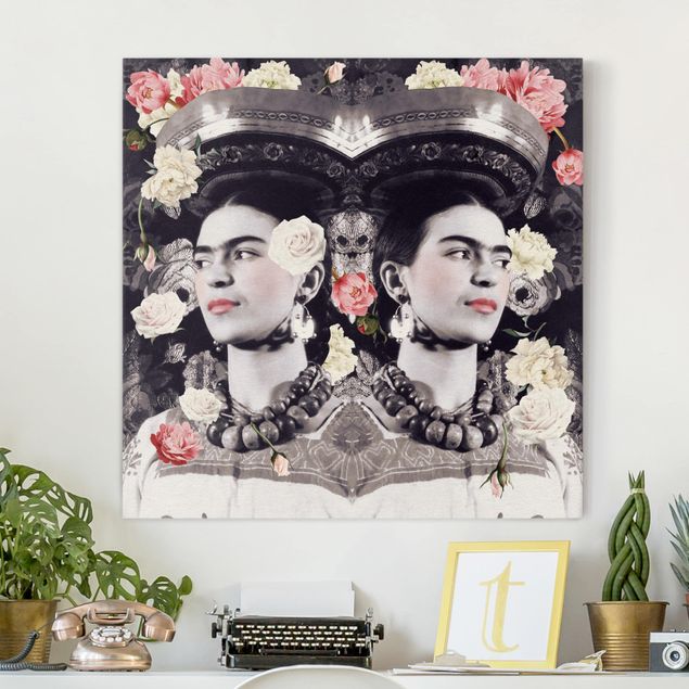 Leinwandbilder XXL Frida Kahlo - Blumenflut