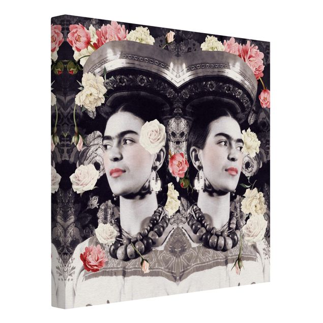 Leinwandbilder Wohnzimmer modern Frida Kahlo - Blumenflut