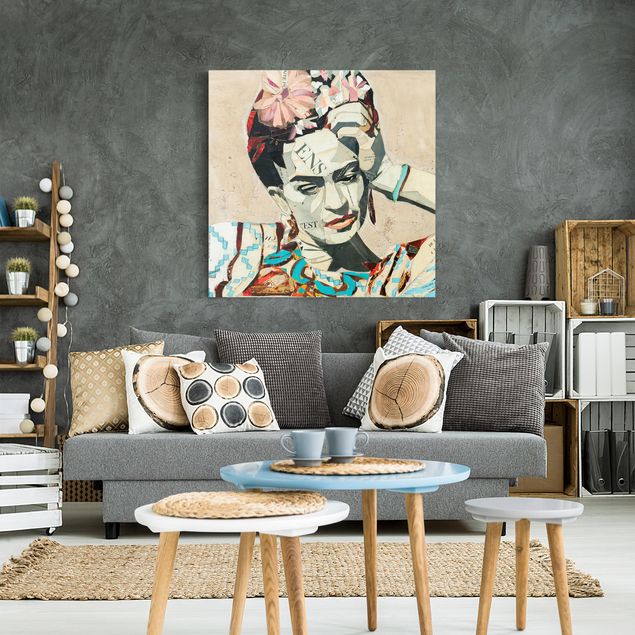 Wandbilder Wohnzimmer modern Frida Kahlo - Collage No.1