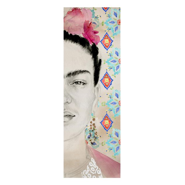 Schöne Leinwandbilder Frida mit rosa Blüten I