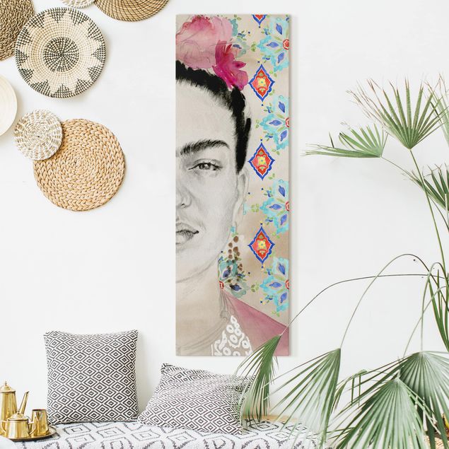 Leinwand Bilder XXL Frida mit rosa Blüten I