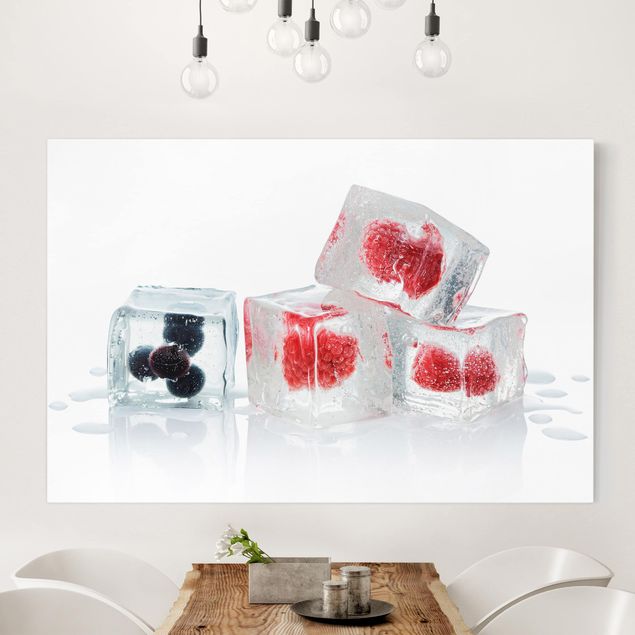 Leinwand Bilder XXL Früchte im Eiswürfel