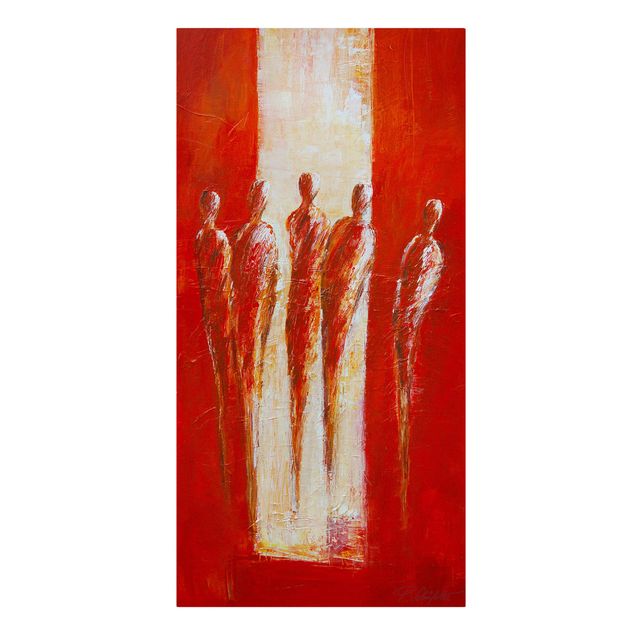 Leinwand Kunstdruck Petra Schüßler - Fünf Figuren in Rot 02
