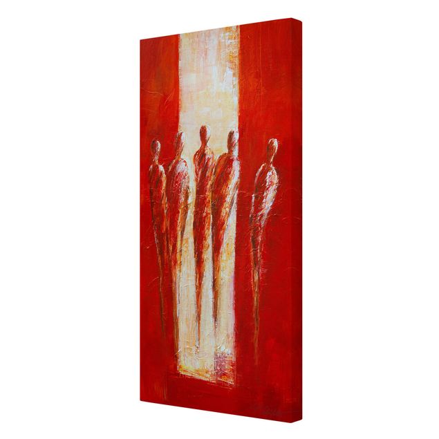 Leinwandbilder Wohnzimmer modern Petra Schüßler - Fünf Figuren in Rot 02