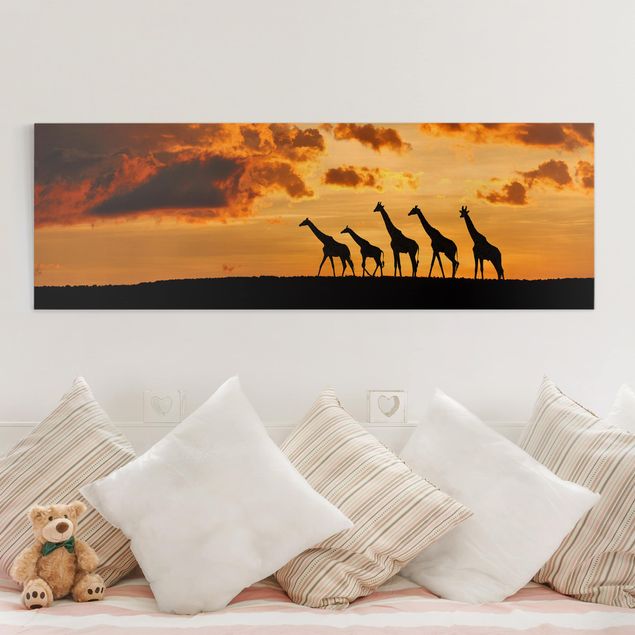 Leinwand Bilder XXL Fünf Giraffen