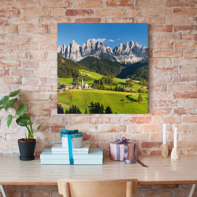 Leinwandbilder Landschaft Geislerspitzen in Südtirol