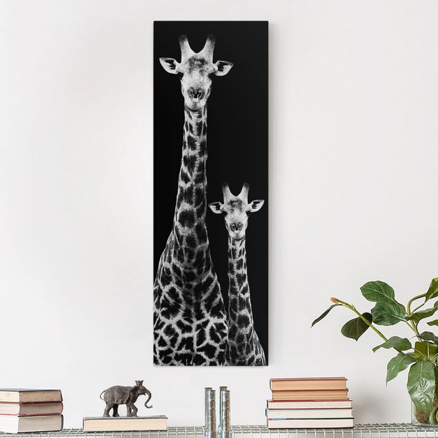 Wandbilder Tiere Giraffen Duo schwarz-weiß