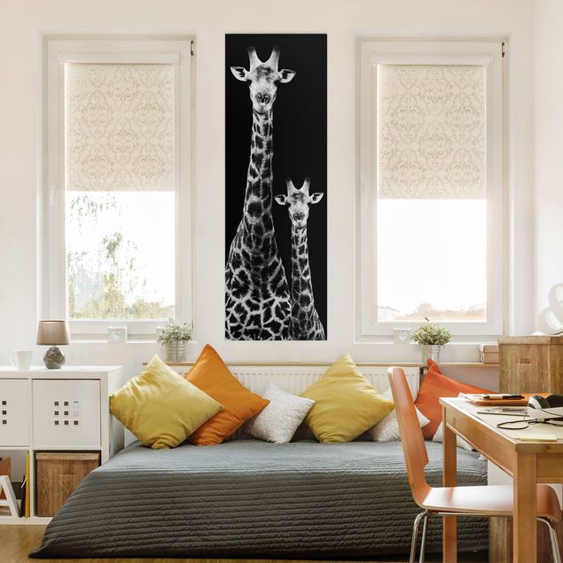 Wandbilder Wohnzimmer modern Giraffen Duo schwarz-weiß