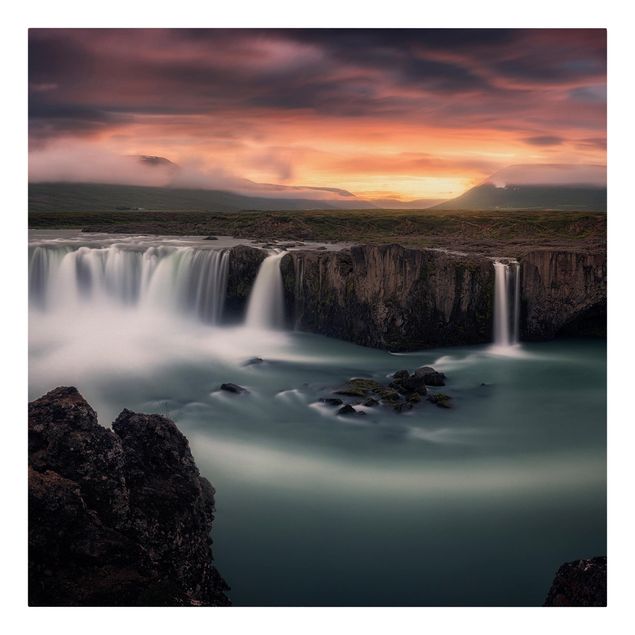 Schöne Wandbilder Goðafoss Wasserfall in Island