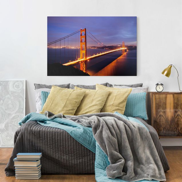 Moderne Leinwandbilder Wohnzimmer Golden Gate Bridge bei Nacht