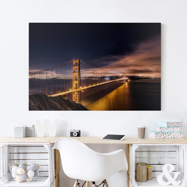 Leinwandbilder Skyline Golden Gate to Stars