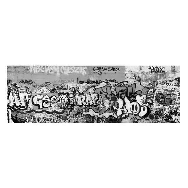Leinwandbild Schwarz-Weiß - Graffiti Art - Panoramabild Quer