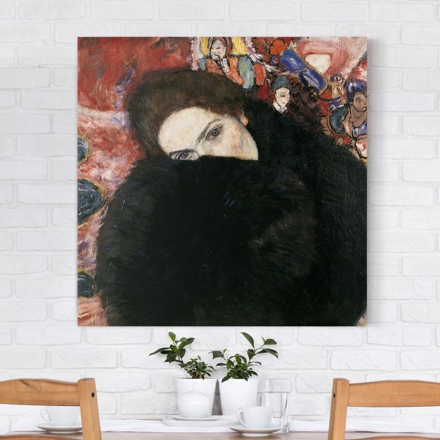 Leinwand Bilder XXL Gustav Klimt - Dame mit Muff