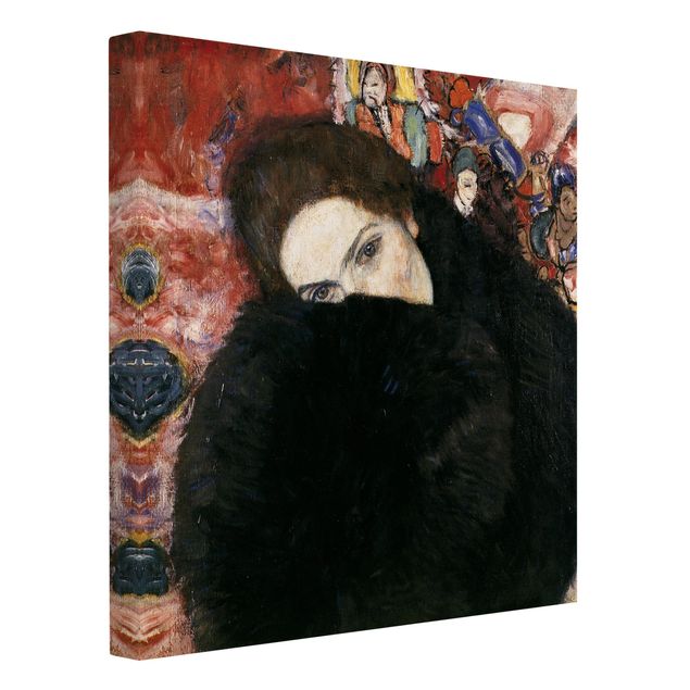 Moderne Leinwandbilder Wohnzimmer Gustav Klimt - Dame mit Muff