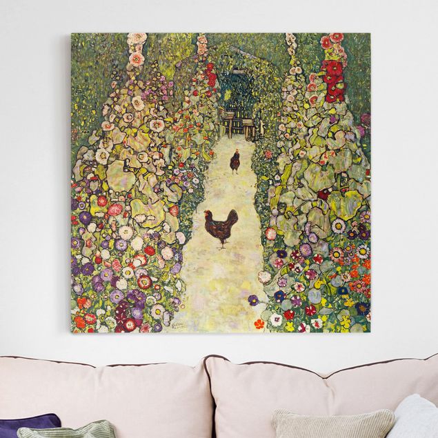 Gustav Klimt Leinwandbilder Gustav Klimt - Gartenweg mit Hühnern
