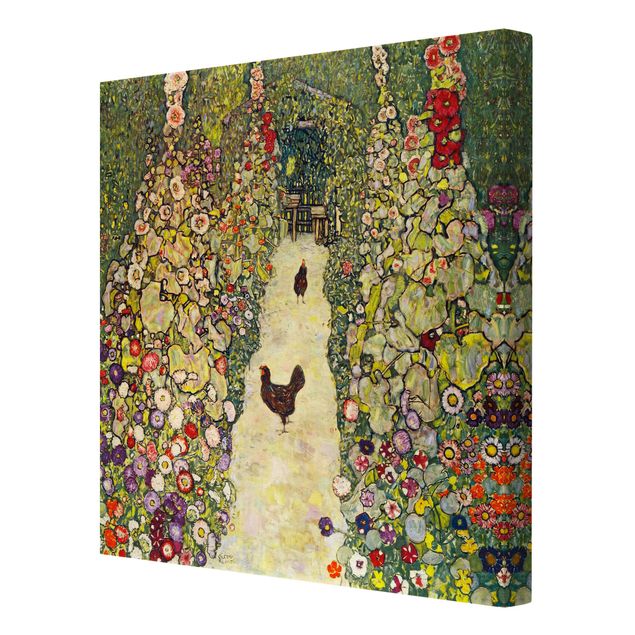 Stillleben Leinwand Gustav Klimt - Gartenweg mit Hühnern