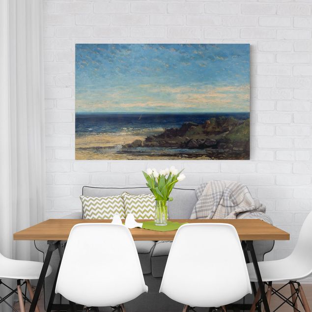 Strand Bild auf Leinwand Gustave Courbet - Blaues Meer