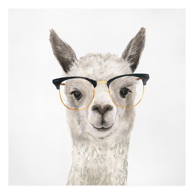 Wandbilder Hippes Lama mit Brille I