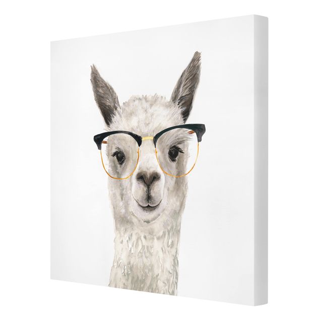Leinwandbilder Hippes Lama mit Brille I