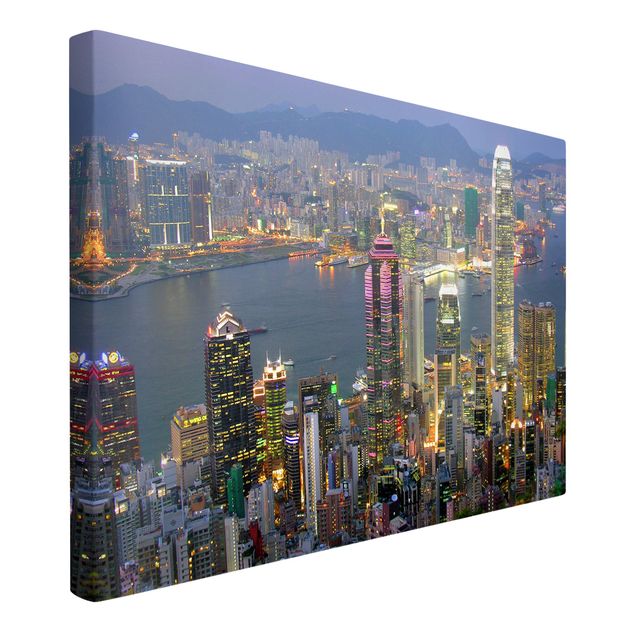 Moderne Leinwandbilder Wohnzimmer Hongkong Skyline