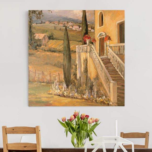 Kunstdrucke auf Leinwand Italienische Landschaft - Haustreppe