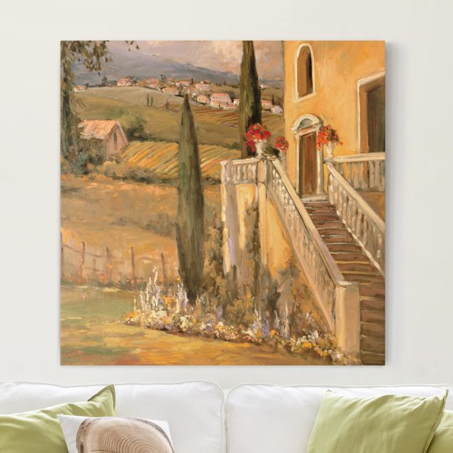 Wandbilder XXL Italienische Landschaft - Haustreppe