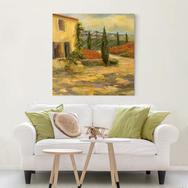 Leinwandbild Kunstdruck Italienische Landschaft - Toskana