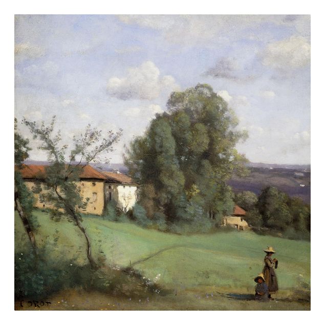 Wandbilder Wohnzimmer modern Jean-Baptiste Camille Corot - Ein Bauernhof