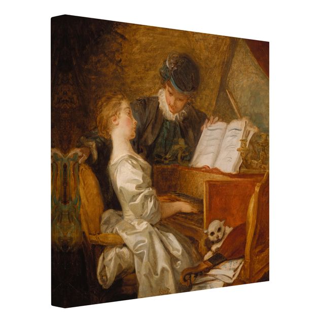 Leinwandbild Kunstdruck Jean Honoré Fragonard - Die Klavierstunde