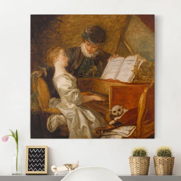 Leinwand Bilder XXL Jean Honoré Fragonard - Die Klavierstunde