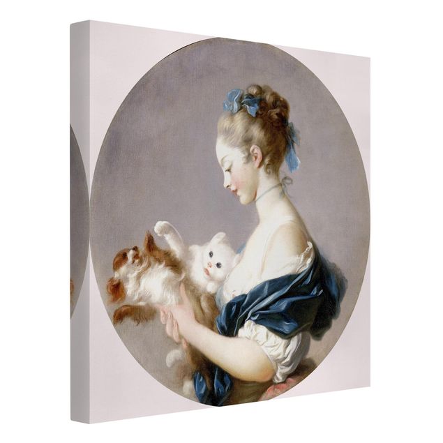 Kunstdrucke auf Leinwand Jean Honoré Fragonard - Mädchen mit Hund