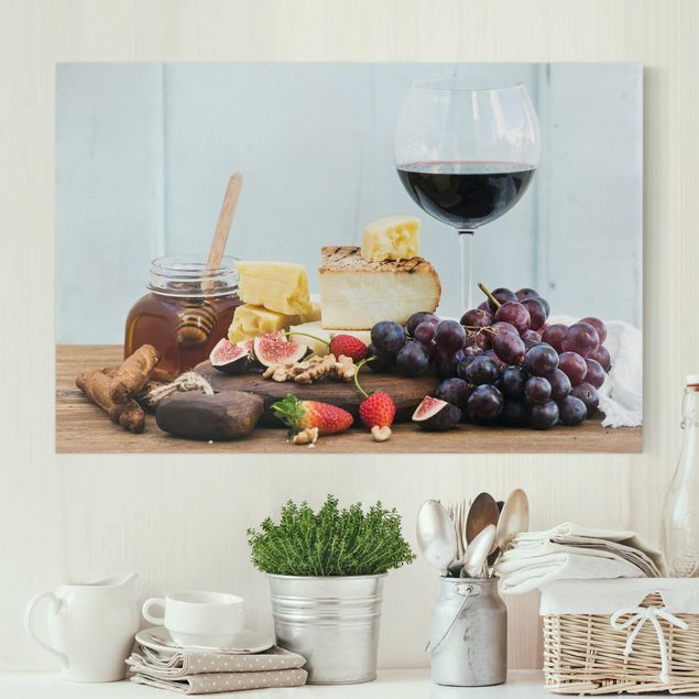 Leinwand Bilder XXL Käse und Wein