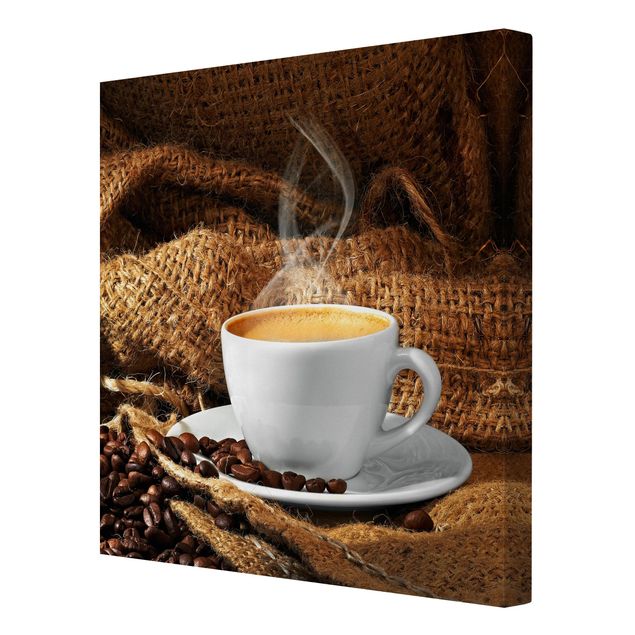 Leinwandbild - Kaffee am Morgen - Quadrat 1:1