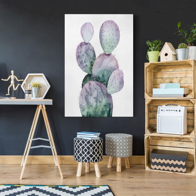 Leinwandbilder Blumen Kaktus in Lila II