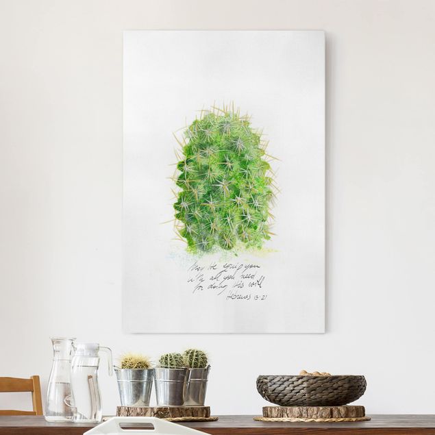 Leinwandbilder Blumen Kaktus mit Bibelvers I