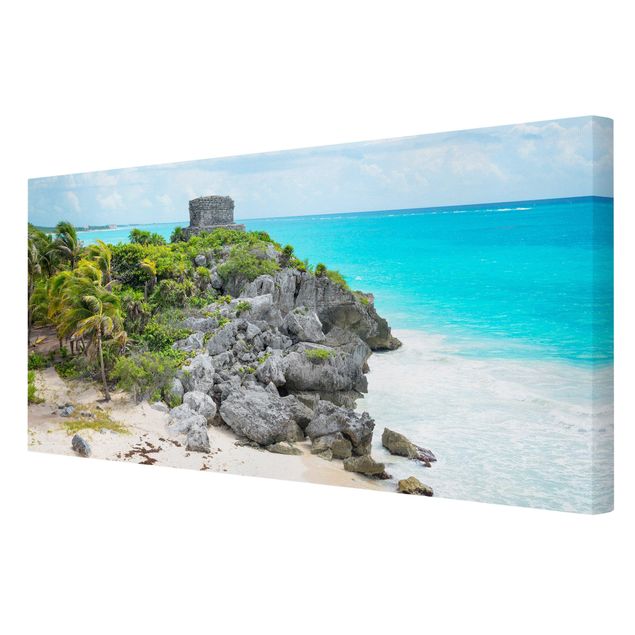 Wandbilder Wohnzimmer modern Karibikküste Tulum Ruinen