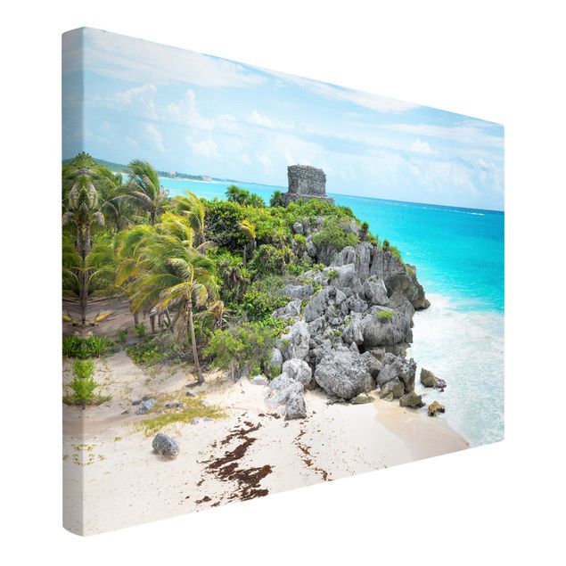 Leinwandbilder Strand Karibikküste Tulum Ruinen