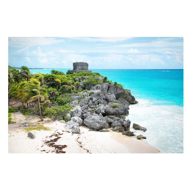 Moderne Leinwandbilder Wohnzimmer Karibikküste Tulum Ruinen
