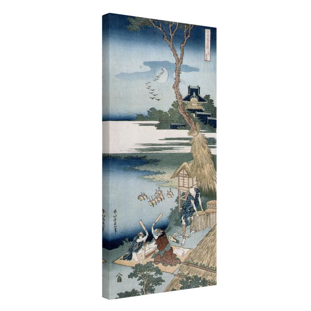 Moderne Leinwandbilder Wohnzimmer Katsushika Hokusai - Bauernfamilie schlägt Wäsche