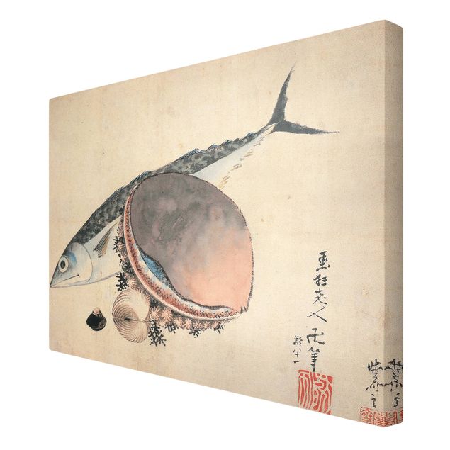 Katsushika Hokusai Kunstdrucke Katsushika Hokusai - Makrele und Seemuscheln