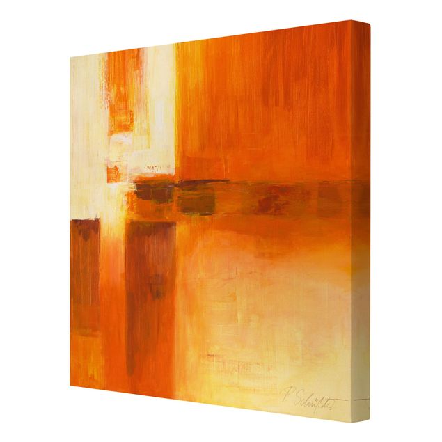 Moderne Leinwandbilder Wohnzimmer Komposition in Orange und Braun 01