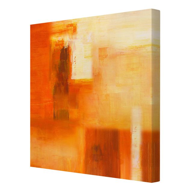 Wandbilder Wohnzimmer modern Komposition in Orange und Braun 02