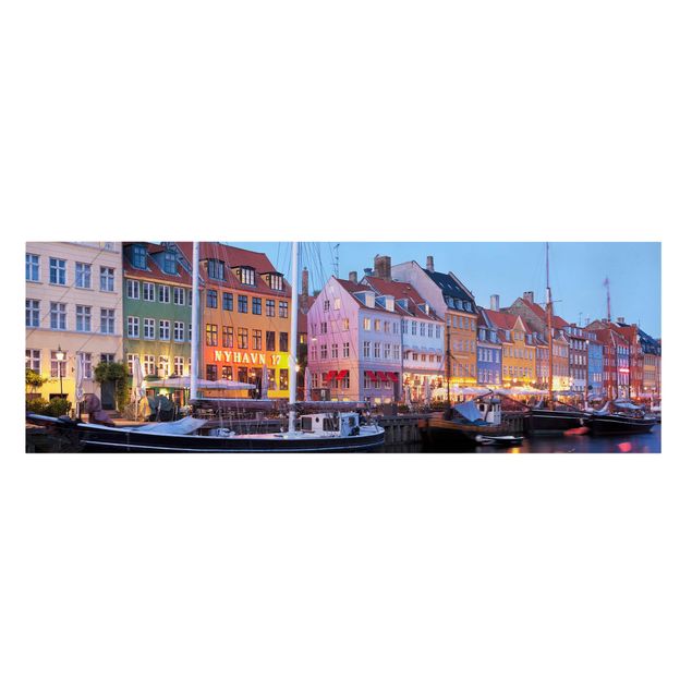 Bilder auf Leinwand Kopenhagener Hafen am Abend