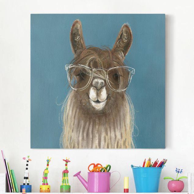 Wandbilder Tiere Lama mit Brille III