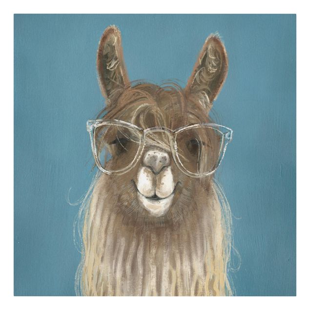 Schöne Wandbilder Lama mit Brille III
