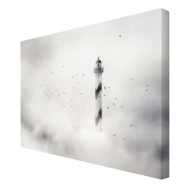 Leinwandbilder Wohnzimmer modern Leuchtturm im Nebel