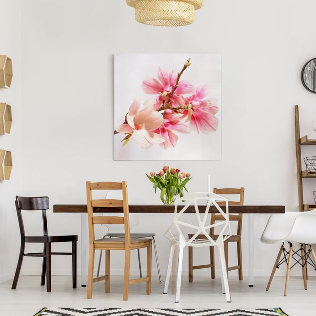 Moderne Leinwandbilder Wohnzimmer Magnolienblüten