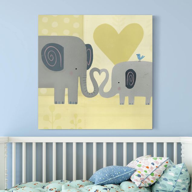 Leinwandbilder XXL Mama und ich - Elefanten